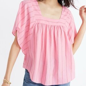 Madewell Butterfly Top in Cecilia Stripe‎ Peony Pink - Small